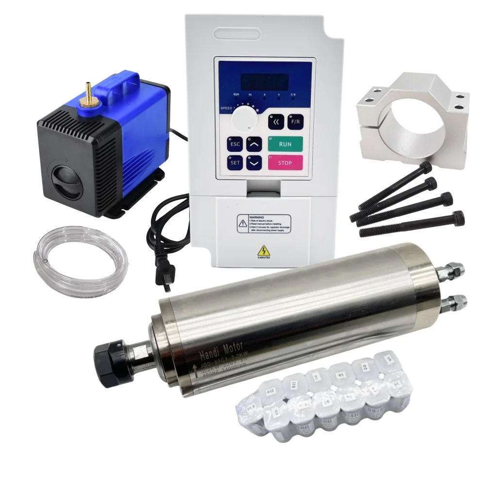 2.2Kw Water Cooled Spindle Kit Vfd - 80MM 2.2KW ER20水冷CNCスピンドルモーターキット 2.2KW水冷スピンドルモーター 2.2KWW VFD